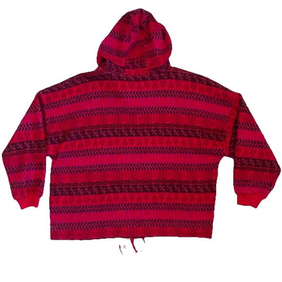 VTG Express French Country Medium Pullover Fleece Jacket Baja Hippie Hoodie - Picture 8 of 8